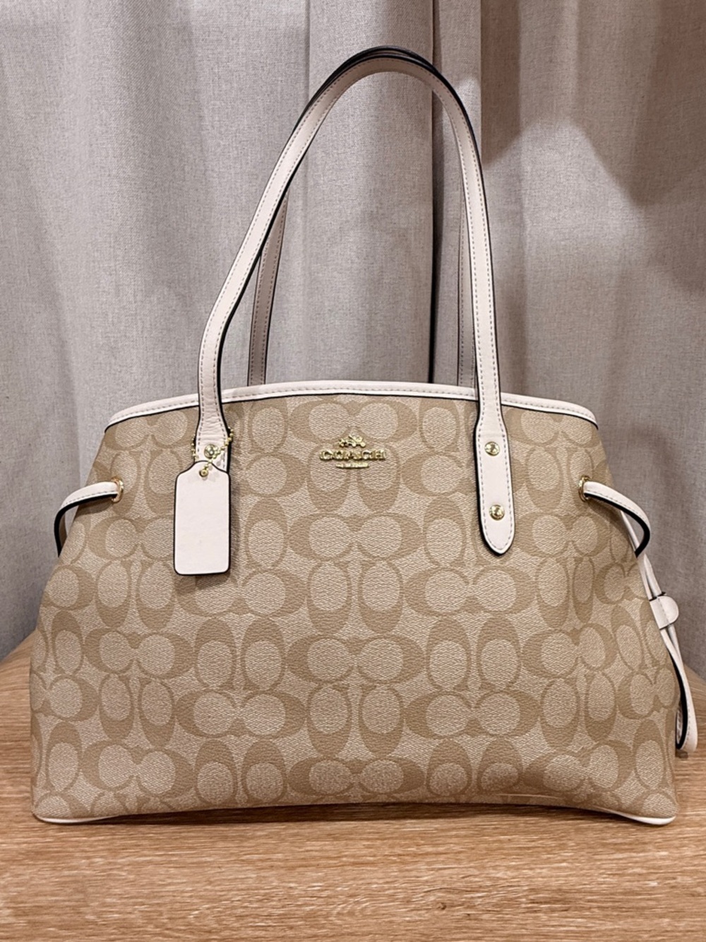 Coach Beige/Chalk Signature Canvas Shoulder Tote